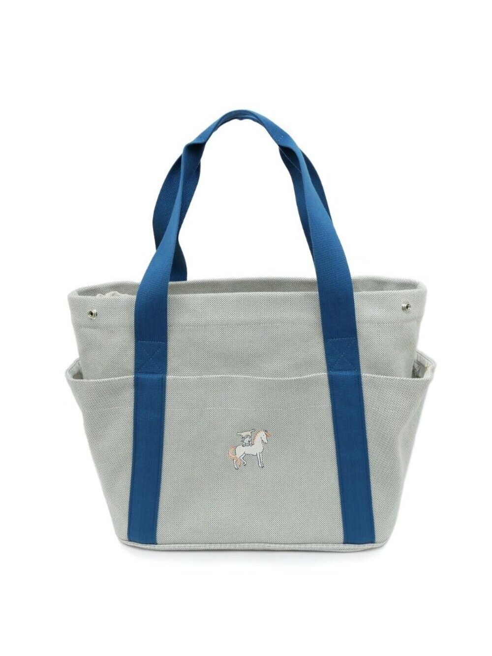 Hermes Cabriole Diaper Blue Nattier Toile H Tote Bag Hand Canvas
